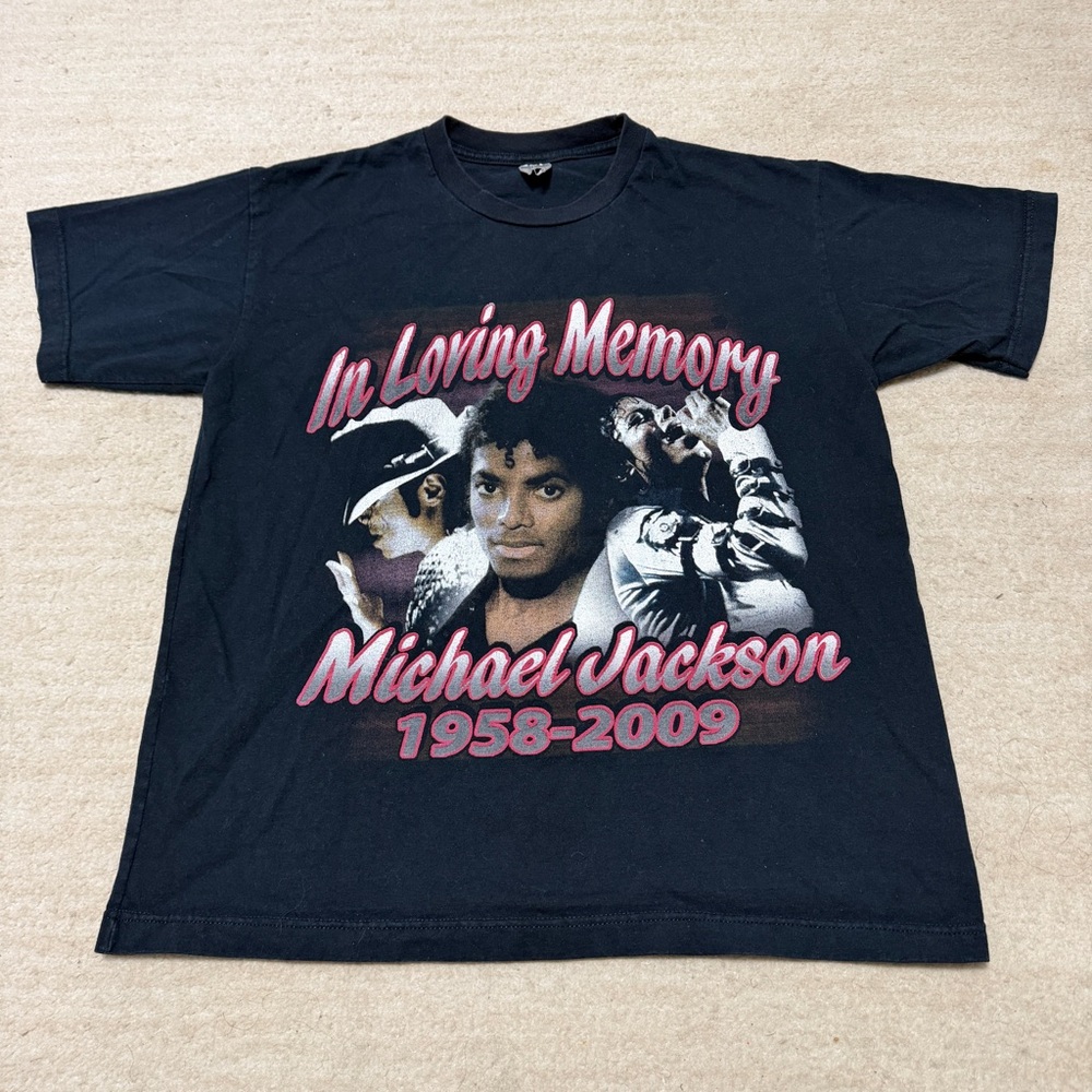 Michael Jackson In Loving Memory Rap Tee 1958-2009 T-shirt Men's Large Black